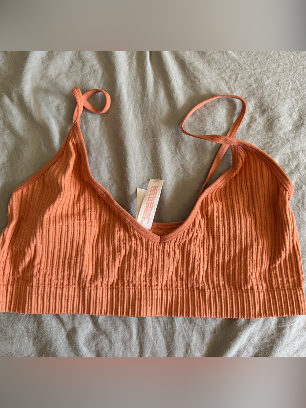 Colsie Ribbed V-Neck Bralette - Orange
